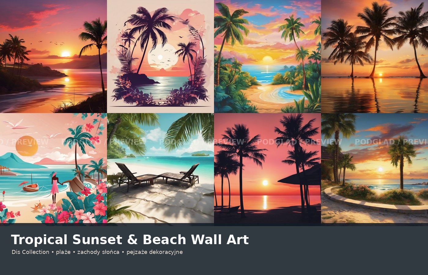 Tropical Sunset & Beach dekoracje i wall art