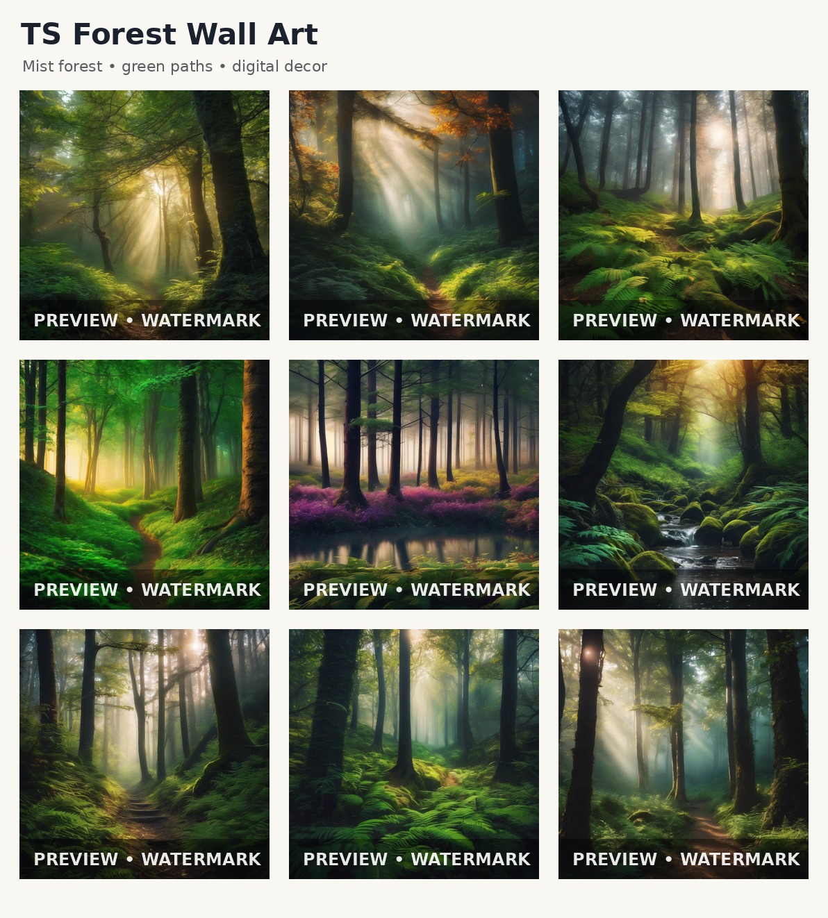 TS Forest Light dekoracje i wall art Pack