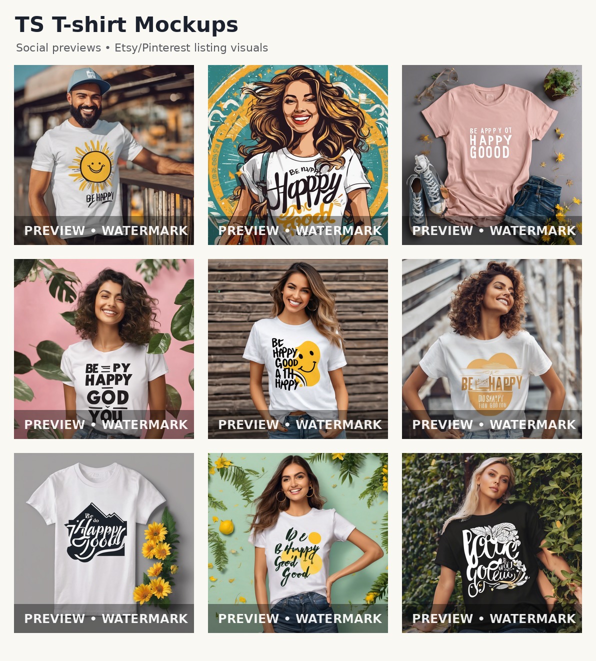 TS T-shirt Mockup & Social Preview Pack